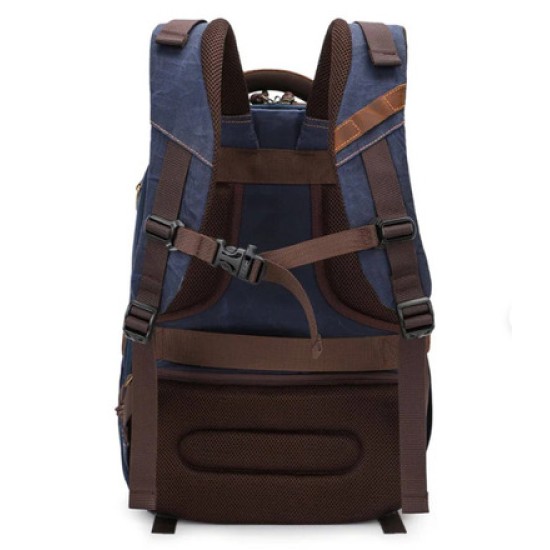 25L Vintage Camera Backpack (Blue) Canvas